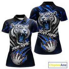 Load image into Gallery viewer, Black and Blue Lightning thunder Tiger Golf Polo shirts for Women custom Tiger team golf shirts NQS11574