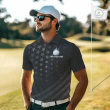 Load image into Gallery viewer, Custom Black American Flag Golf Team Shirts For Men, Personalized patriotic Mens Golf top NQS11707