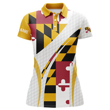 Load image into Gallery viewer, Women golf polo shirt Maryland flag custom white golf ball skin patriot ladies golf tops NQS7397