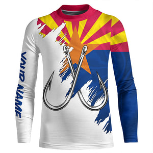 Arizona flag AZ Fishing Fish Hook UV protection custom long sleeve shirts Patriotic fishing apparel NQS7975