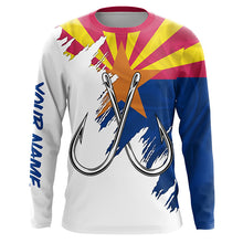 Load image into Gallery viewer, Arizona flag AZ Fishing Fish Hook UV protection custom long sleeve shirts Patriotic fishing apparel NQS7975