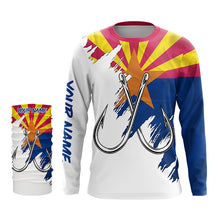 Load image into Gallery viewer, Arizona flag AZ Fishing Fish Hook UV protection custom long sleeve shirts Patriotic fishing apparel NQS7975