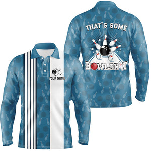 Customized Retro Bowling Team Shirts For Men That's some bowshit Funny Bowling Pattern Jerseys| Blue NQS8608