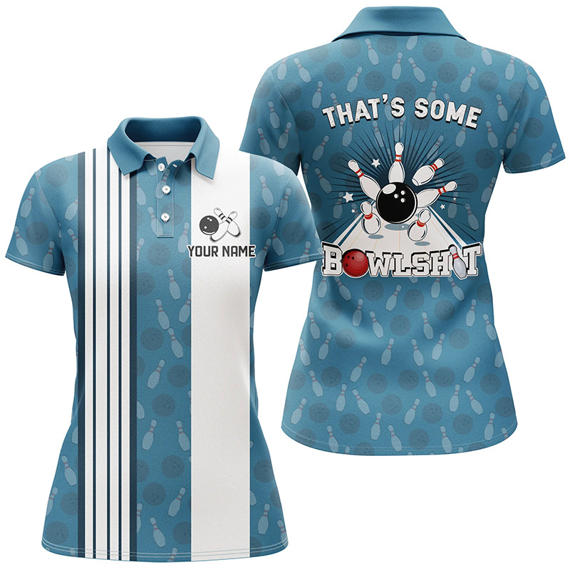 Customized Retro Bowling Team Shirts For Women That's some bowshit Funny Bowling Pattern Jerseys| Blue NQS8608