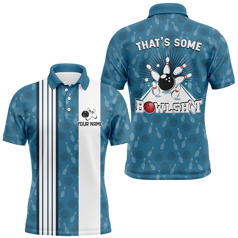 Customized Retro Bowling Team Shirts For Men That's some bowshit Funny Bowling Pattern Jerseys| Blue NQS8608