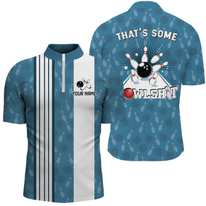 Customized Retro Bowling Team Shirts For Men That's some bowshit Funny Bowling Pattern Jerseys| Blue NQS8608