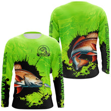 Load image into Gallery viewer, Personalized Redfish fishing Performance long sleeve Fishing Shirts, Red drum fishing jerseys | Green NQS6940