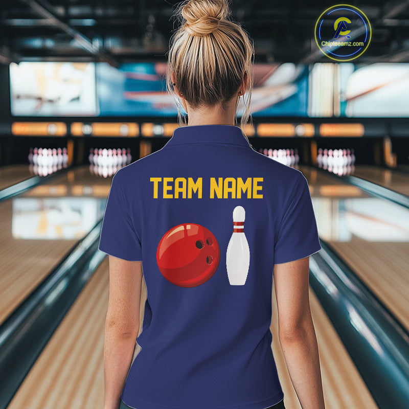 Personalized Yellow and Blue Retro Bowling Shirts For Women custom vintage bowling team jerseys NQS11165