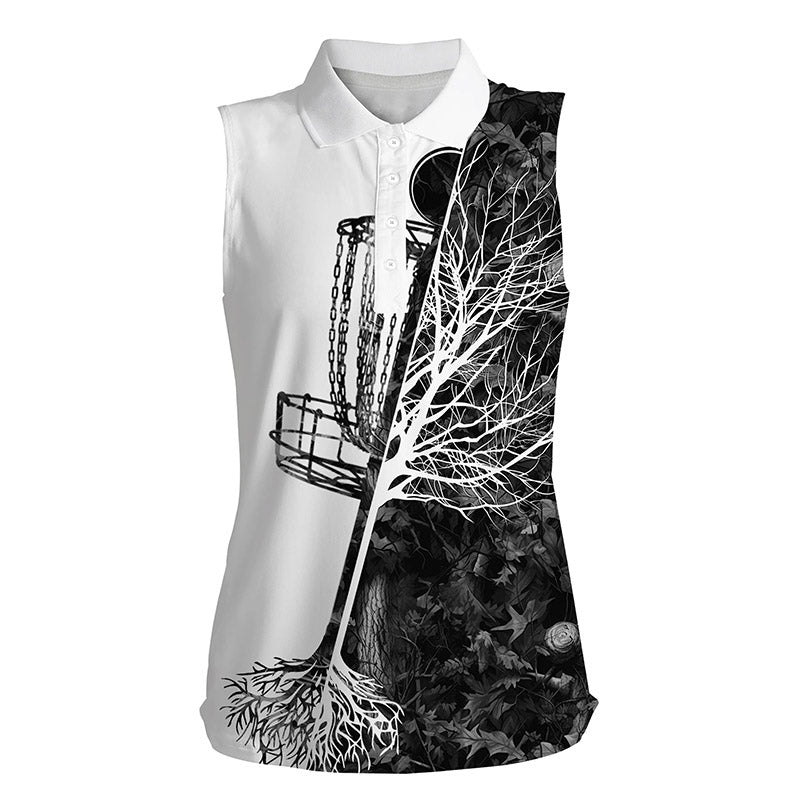 Womens disc golf sleeveless polo shirt muti color camo disc golf basket, gifts for disc golf lovers NQS4632