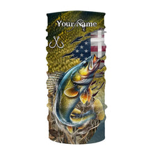 Load image into Gallery viewer, Walleye Fishing Scales Camo American Flag Faith patriotic Custom UV protection long sleeves shirts NQS9310
