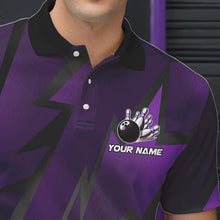 Load image into Gallery viewer, Purple Lightning Thunder Storm Team bowling shirts for Men custom bowling Polo, Quarter zip jerseys NQS9625