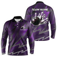 Load image into Gallery viewer, Purple Lightning Thunder Storm Team bowling shirts for Men custom bowling Polo, Quarter zip jerseys NQS9625