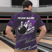 Load image into Gallery viewer, Purple Lightning Thunder Storm Team bowling shirts for Men custom bowling Polo, Quarter zip jerseys NQS9625