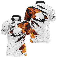 Load image into Gallery viewer, White Golf Camo Men golf polo shirts custom flame golf ball fire golf outfit for men, golfer gifts NQS8404