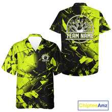 Load image into Gallery viewer, Custom Broken Glass Black and Green Neon Bowling Hawaiian Shirt, Bowling Team League Jerseys NQS11174