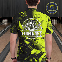 Load image into Gallery viewer, Custom Broken Glass Black and Green Neon Bowling Shirts For Men, Bowling Team League Jerseys NQS11174