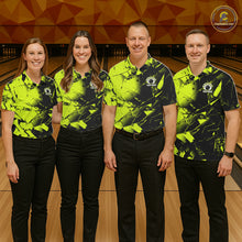 Load image into Gallery viewer, Custom Broken Glass Black and Green Neon Bowling Shirts For Women, Bowling Team League Jerseys NQS11174