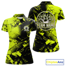 Load image into Gallery viewer, Custom Broken Glass Black and Green Neon Bowling Shirts For Women, Bowling Team League Jerseys NQS11174