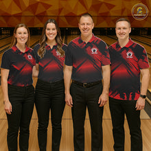 Load image into Gallery viewer, Black and Red Camo Bowling Polo, 1/4 zip Shirts For Men Custom Bowling Team League Jerseys NQS11175