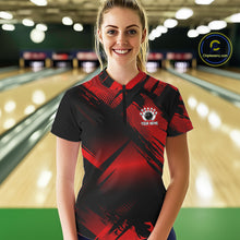 Load image into Gallery viewer, Black and Red Camo Bowling Polo, 1/4 zip Shirts For Women Custom Bowling Team League Jerseys NQS11175
