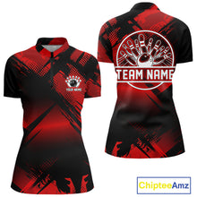 Load image into Gallery viewer, Black and Red Camo Bowling Polo, 1/4 zip Shirts For Women Custom Bowling Team League Jerseys NQS11175
