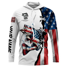 Load image into Gallery viewer, Largemouth bass fishing American flag UV protection Customize long sleeves fishing shirts NQS1561