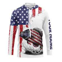 Load image into Gallery viewer, American flag Crappie patriotic fishing Custom name Crappie tournament long sleeves fishing shirts NQS5865