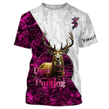 Load image into Gallery viewer, Deer Hunting Pink Winter Camo Customize name Hunting apparel gift for deer hunting lovers NQS665