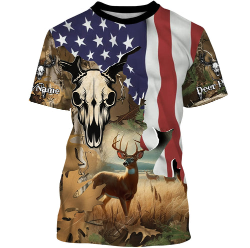 Deer Hunting Camo American Flag patriotic Customize name 3D All over print shirts NQS671