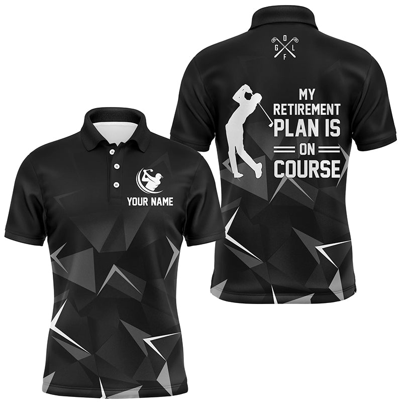 Black Camo Men golf polo shirts custom golf outfit for men My retirement plan is on course NQS8413