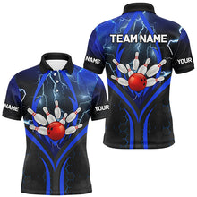 Load image into Gallery viewer, Blue Lightning Thunder Custom Bowling Team Shirts Men Bowling League Jerseys Bowler Outfit NQS8416