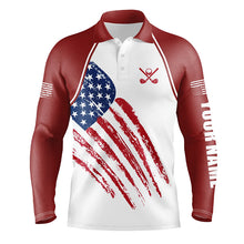 Load image into Gallery viewer, Red, White and Blue American Flag Men golf polo shirts custom patriotic golf outfits men, golfer gifts NQS8420