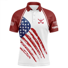 Load image into Gallery viewer, Red, White and Blue American Flag Men golf polo shirts custom patriotic golf outfits men, golfer gifts NQS8420