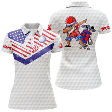 Load image into Gallery viewer, Funny Christmas Womens golf polo shirts custom American flag Santa Golfer gifts NQS6514