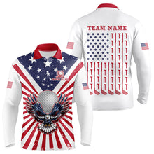 Load image into Gallery viewer, Red, White and Blue American Flag Eagle Mens Golf Polo Shirts Custom Patriotic Golf Top For men NQS9118