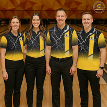 Load image into Gallery viewer, Personalized black and yellow bowling shirt for men lightning thunder custom bowling gifts for men NQS11377