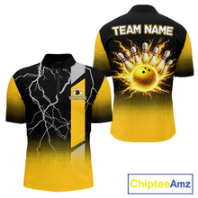 Load image into Gallery viewer, Personalized black and yellow bowling shirt for men lightning thunder custom bowling gifts for men NQS11377