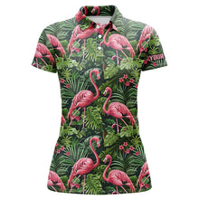 Load image into Gallery viewer, Pink Flamingo Tropical Pattern Women Golf Polo Shirts Custom Golf Shirts For Ladies Golf Gifts NQS7742