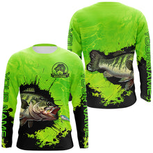 Load image into Gallery viewer, Personalized Bass fishing Performance long sleeve Fishing Shirt, Bass fishing jerseys | Green NQS5871