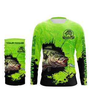 Personalized Bass fishing Performance long sleeve Fishing Shirt, Bass fishing jerseys | Green NQS5871