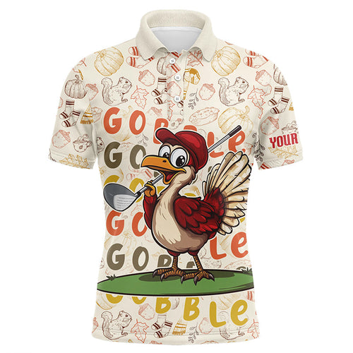 Funny Thanksgiving Turkey Mens golf polo shirts custom men's golf outfits, personalized golf gifts NQS8625