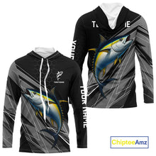 Load image into Gallery viewer, Personalized Black camo Tuna Fishing Jerseys, Tuna Tournament fishing team shirts NQS11382