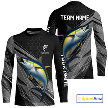 Load image into Gallery viewer, Personalized Black camo Tuna Fishing Jerseys, Tuna Tournament fishing team shirts NQS11382
