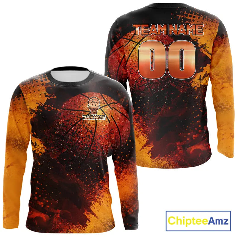 Personalized orange grunge pattern Basketball shirts Custom Basketball team jerseys NQS11390