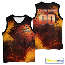 Load image into Gallery viewer, Personalized orange grunge pattern Basketball shirts Custom Basketball team jerseys NQS11390