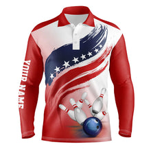 Load image into Gallery viewer, American flag Bowling ball and pins Bowling polo Shirt for men, Custom Bowling Team Jerseys NQS6077