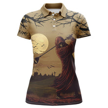 Load image into Gallery viewer, Halloween Skull Golfer Womens golf polo shirts Custom Halloween Golf Tops For Ladies NQS8185