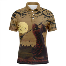 Load image into Gallery viewer, Halloween Skull Golfer Mens Golf Polo Shirts Custom Halloween Golf Tops For Men NQS8185