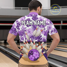 Load image into Gallery viewer, Purple tropical flower Bowling Polo, Quarter Zip Shirts For Men Custom bowling team jersey NQS10989