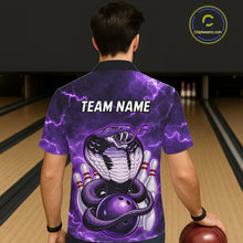 Load image into Gallery viewer, Purple Lightning thunder snake Hawaiian bowling shirts Custom button up bowling shirts NQS11402